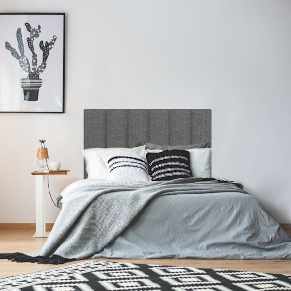 Lit - UISEBRT - 140x200cm - Metall - Huvud i Lin - 1 plats - Mörkgrå Mörkgrå