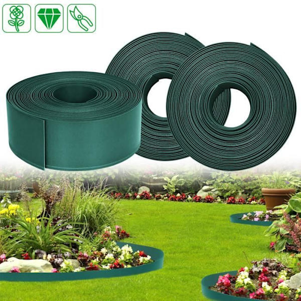 UISEBRT Trädgård Gräsmatta Kant Solid Plast Dekorativ Parterre PP 12cm Hög Gräsmatta för Kurvor Simbassäng 20m Grön Grön
