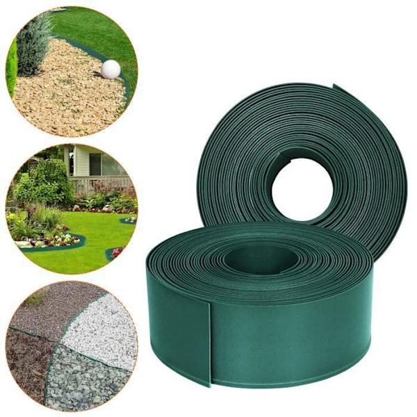 UISEBRT Trädgård Gräsmatta Kant Solid Plast Dekorativ Parterre PP 12cm Hög Gräsmatta för Kurvor Simbassäng 20m Grön Grön