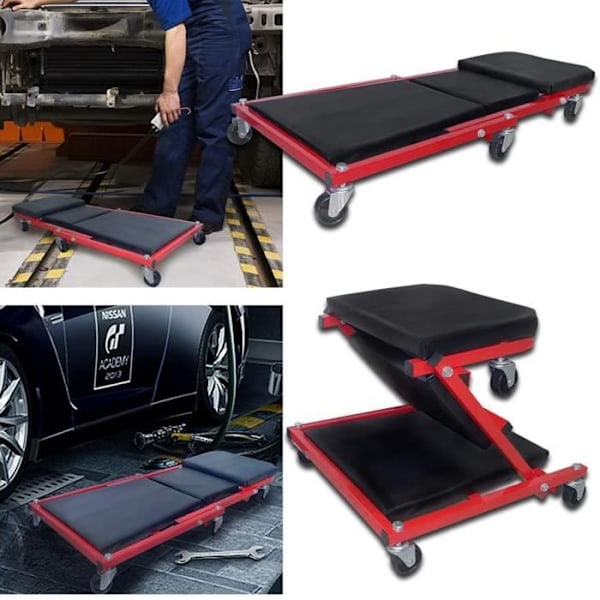 Mechanic Visit Trolley - UISEBRT - Vikbar 2 i 1 - 360° svängbara hjul - Max belastning 150 kg - Svart Svart
