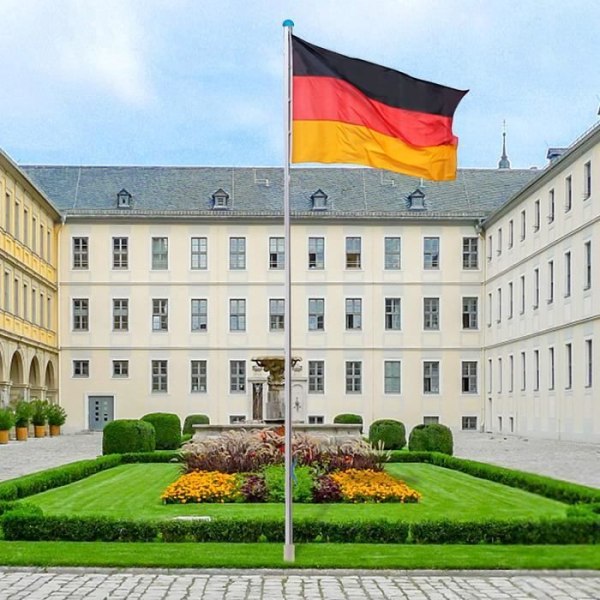 UISEBRT 6,5 m Stabil flaggstång i aluminium med tysk flagg 150 x 80 cm, markhylsa 50 cm