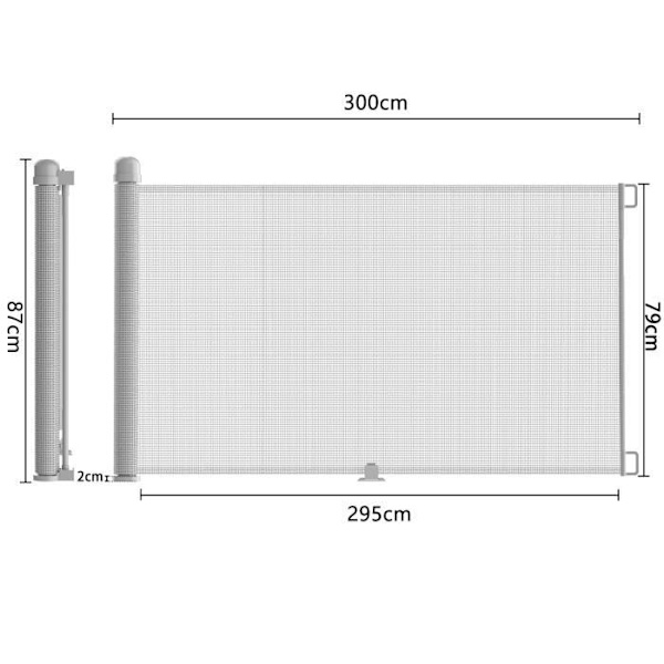 UISEBRT PVC-trappskyddsstängsel 0 till 300 cm utbyggbart säkerhetsstaket för kök, trappor, dörrar (grå)