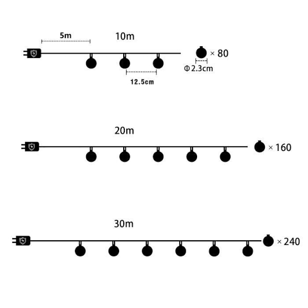 UISEBRT 30M LED-slingor utomhus inomhus kristallkulor 240 lysdioder med 8 ljuslägen, juldekoration Transparent
