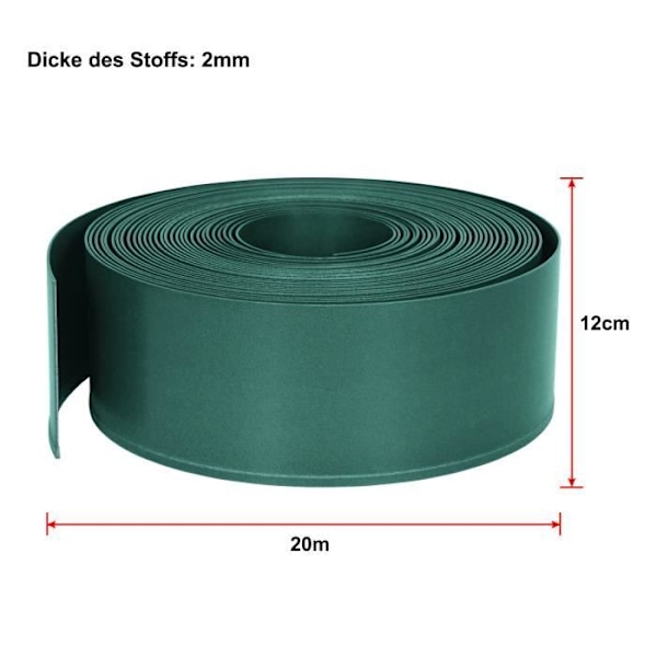 UISEBRT Trädgård Gräsmatta Kant Solid Plast Dekorativ Parterre PP 12cm Hög Gräsmatta för Kurvor Simbassäng 20m Grön Grön