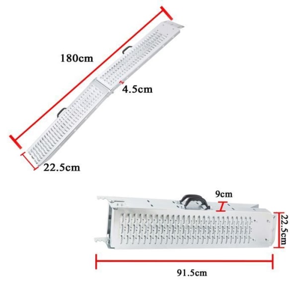 UISEBRT 2x Lastramp Galvaniserat stål Vikbar ramp 400 kg för motorcykel, släp, husvagn, bil