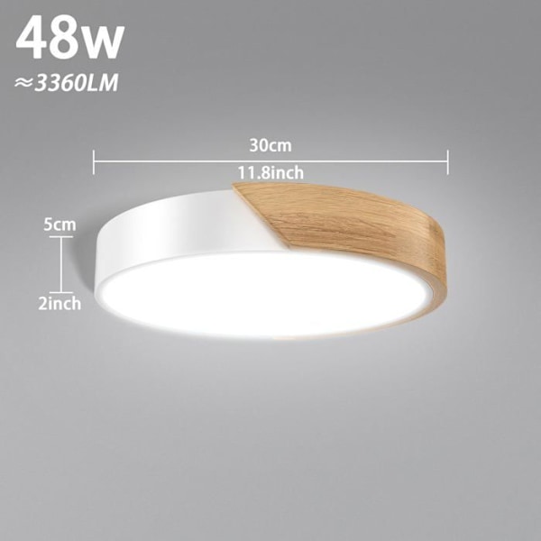 LED Taklampa - UISEBRT - Rund - 48W - Trä & PVC - Kallvit