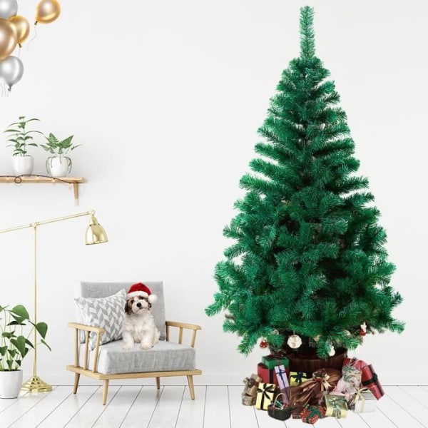 UISEBRT 150 cm Grön PVC konstgjord julgran med stabilt stativ och 300 tips för hantverksfestdekoration