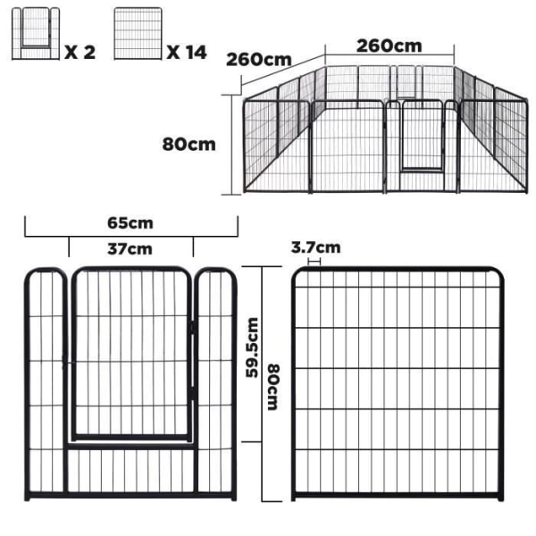 UISEBRT 65x80 cm Valp lekhage med flexibel dörr hopfällbara lekhagar för hundar, katter, valpar, kaniner (16 stycken)