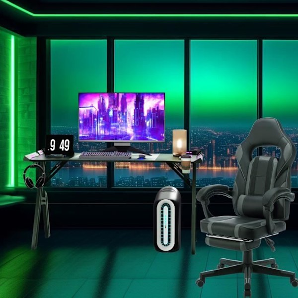 UISEBRT 120x60cm Ergonomiskt spelbord Datorbord med LED-belysning 74cm i Höjd Skrivbord Max 100 kg
