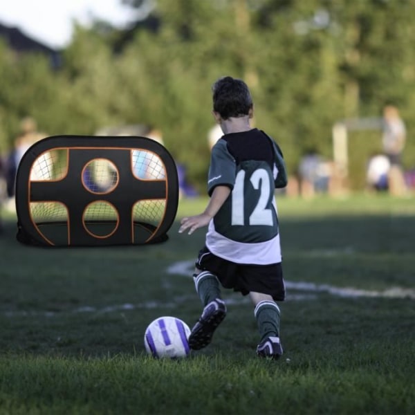 UISEBRT 2 i 1 hopfällbart fotbollsmål med bärväska för trädgård, barn och tonåringar (svart + orange)