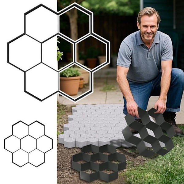 Plastform - UISEBRT - Typ E - 2x - Svart - För trädgårdsgångar och trottoarer Svart