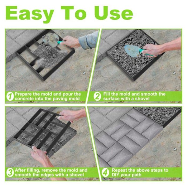 Betongform - UISEBRT - Rektangulär - Plast - Svart - 2x DIY för trädgård och trottoarer Svart