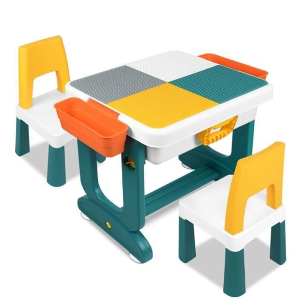 UISEBRT Barnblocksbordsset med stolar Multifunktionellt spelbordsstolsset för sovrum och trädgård