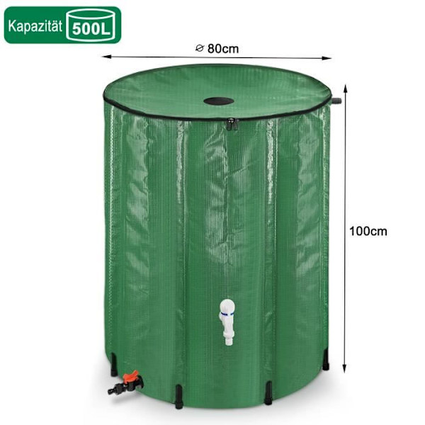 PVC regnvattentank - UISEBRT - 500L - Vit - Grön - Fällbar grön