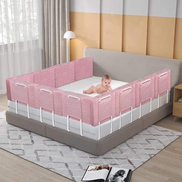 UISEBRT höjdjusterbar sängstång för barn - Cherry Pink - Anti-fall säkerhet Grå