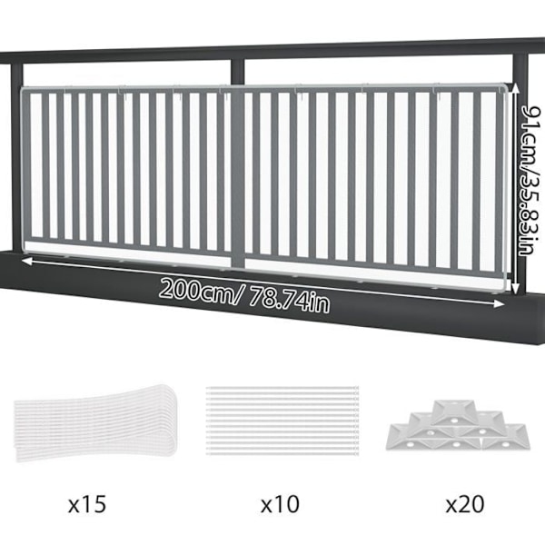 Skyddsnät - UISEBRT - 200x91cm - Svart/Vit - Polyester - Trappa säkerhet svart vit