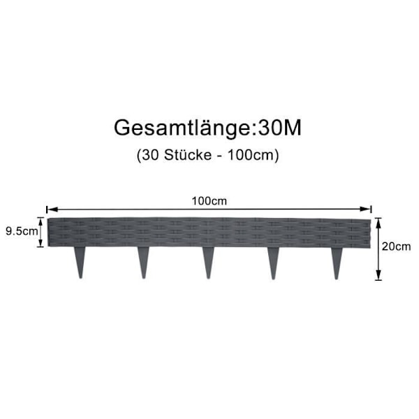 Plast gräsmatta kant - UISEBRT - 30m - Antracit - Väder- och UV-beständig Antracit