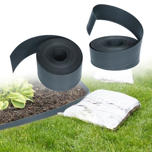 Plast Trädgård Gräsmatta Kant 20m - UISEBRT - Höjd 12cm - Svart Svart