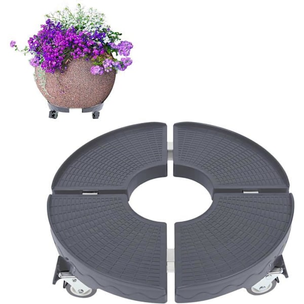 UISEBRT Rund vagn med svängbara hjul 360° 39-52 cm Justerbar Max. last 300 KG för växter & tunga möbler, Grå
