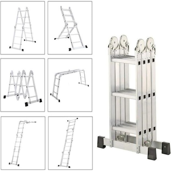 UISEBRT 4x3 aluminium multifunktionsstege - Silver - 150KG Pengar
