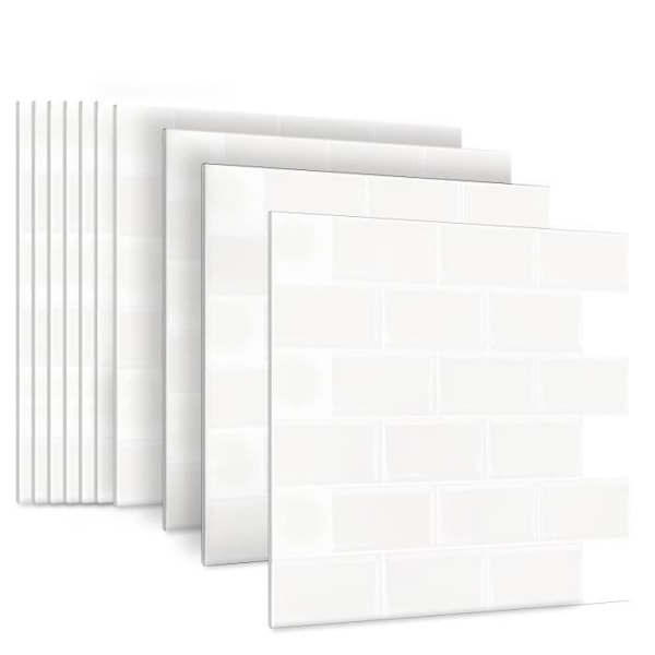 3D-klistermärken - UISEBRT - Vit Kakel - 30x30cm - Paket med 10 - Väggdekoration Vit