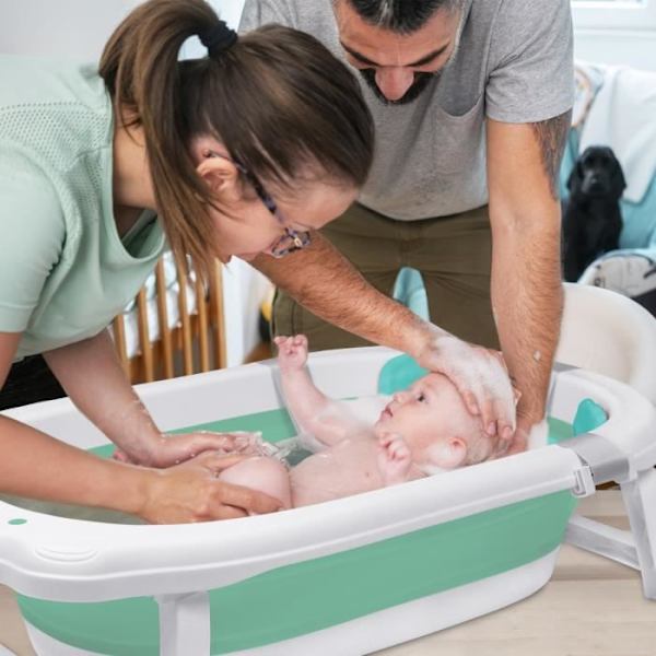 Hopfällbart babybadkar - UISEBRT - Grön - Halkfritt - Utrymmesbesparande Grön