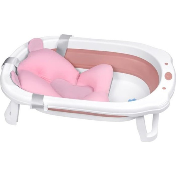 Hopfällbart babybadkar - UISEBRT - Rosa - Badkudde - Halkfri Rosa