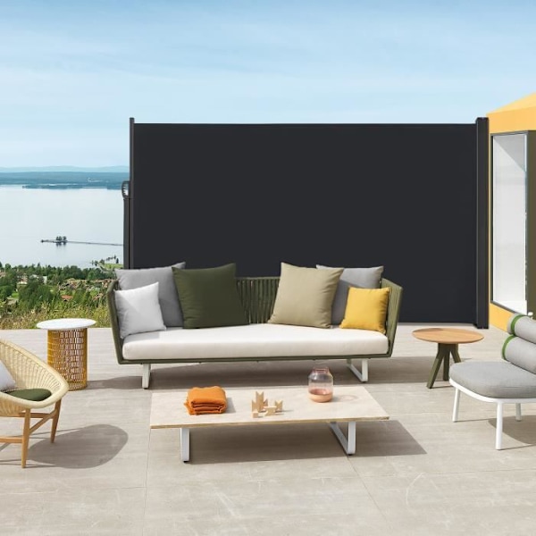 Retraktabel sidobutik - UISEBRT - 200 x 300 cm - Antracit - UV-skydd - Väderbeständig Antracit, Grå, Beige