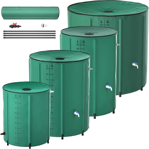 Regnvattenuppsamlare - UISEBRT - 500L - Fällbar - PVC - Grön Grågrön