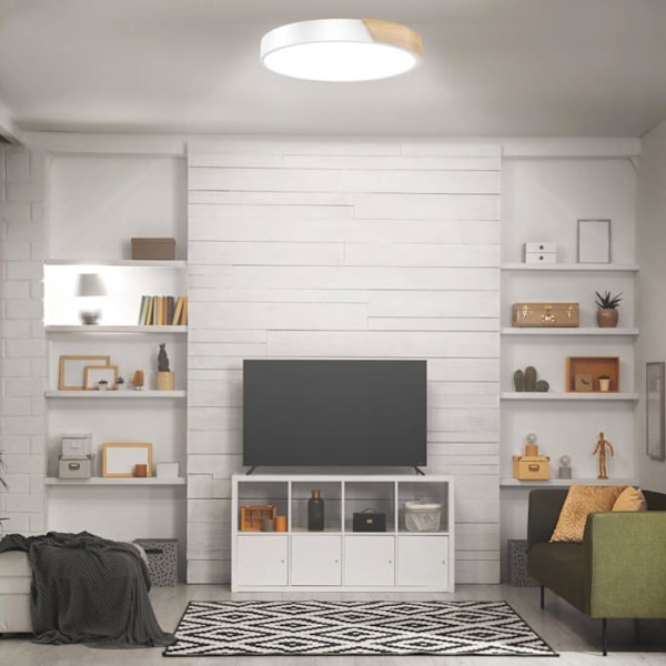 LED Taklampa - UISEBRT - Rund - 48W - Trä & PVC - Kallvit
