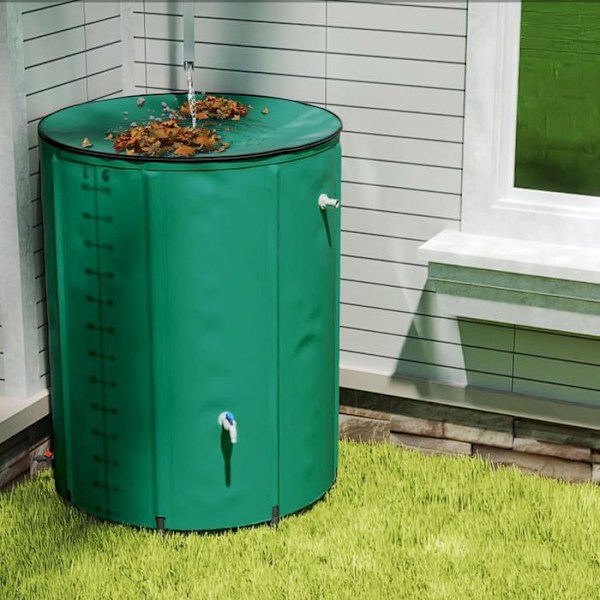 Regnvattenuppsamlare - UISEBRT - 750L - Fällbar - PVC - Grön Grågrön