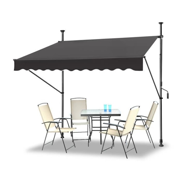 Balkonggardin - UISEBRT - 300x120cm - Mörkgrå - Justerbar vev - UV-skydd Mörkgrå