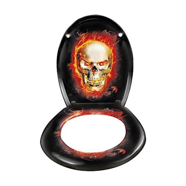 Toalettsits - UISEBRT - Skull Flames - Duroplast - Automatisk sänkning - Universal Skull Flames