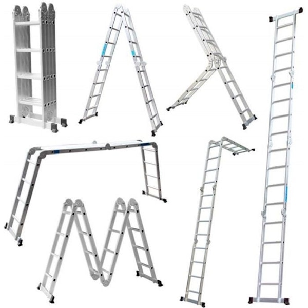 Multifunktionell Stege 4x4 i Aluminium UISEBRT 470cm - Mångsidig Plattform - 6 i 1 - Upp till 150KG - Silver Pengar