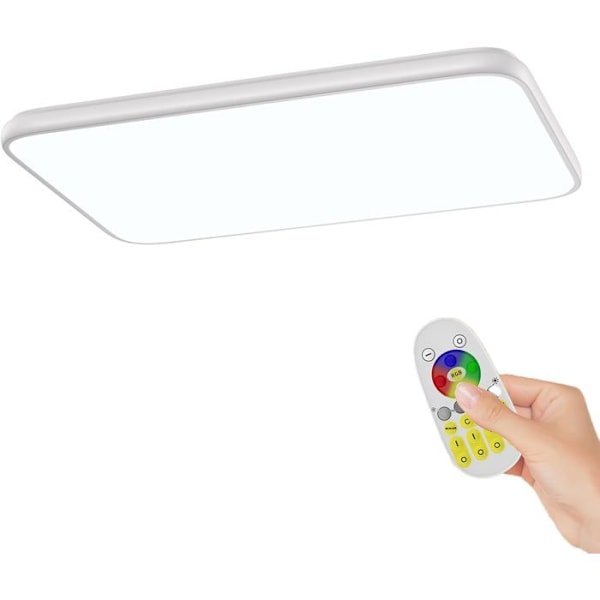 UISEBRT LED-Plafonnier 180W i Rektangulär Form RGB Lampa med Fjärrkontroll för Vardagsrum Sovrum Badrum