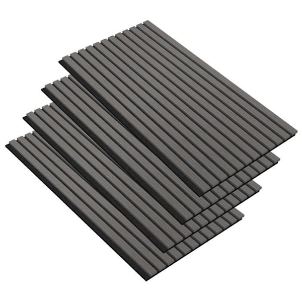 UISEBRT Set med 4 Akustiska Paneler 120x60cm Akustisk Isolering Väggdekoration med Lameller för Vardagsrum, Studio (Antracit) Svart