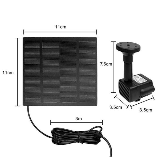UISEBRT 1,8W utomhusvattenpump mini solfontän med 3 munstycken för pooldamm Trädgårdsdamm Fiskvattenspel