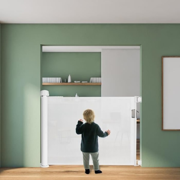 Skyddsbarriär - UISEBRT - Utsträckbar 0 till 300 cm - PVC - Vit - Säkerhet för Barn och Djur Vit, svart, grå