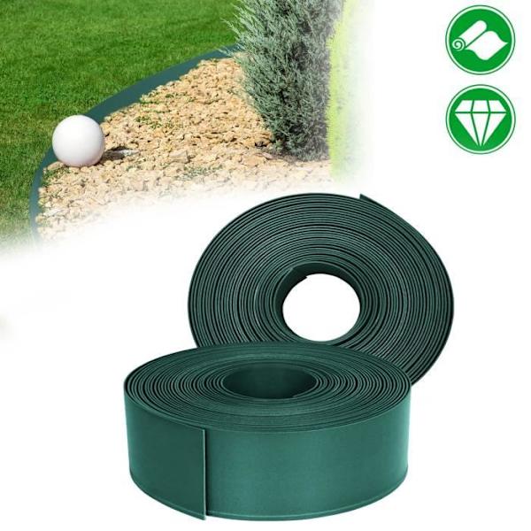 UISEBRT Trädgård Gräsmatta Kant Solid Plast Dekorativ Parterre PP 12cm Hög Gräsmatta för Kurvor Simbassäng 20m Grön Grön