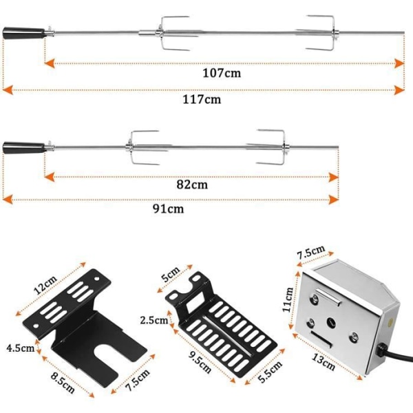 Rostfria spett set 107 cm med motor - UISEBRT - Elektrisk