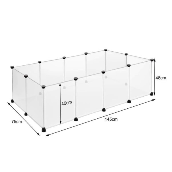 Husdjursinhägnad av plast - UISEBRT - 145 x 75 x 48 cm - Utan dörr - Marsvin - Vit