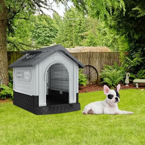 UISEBRT Hundkennel 70,5x79,5x78cm PP Husdjurshus med vattentätt tak & ventilerad luftventil & förhöjt golv