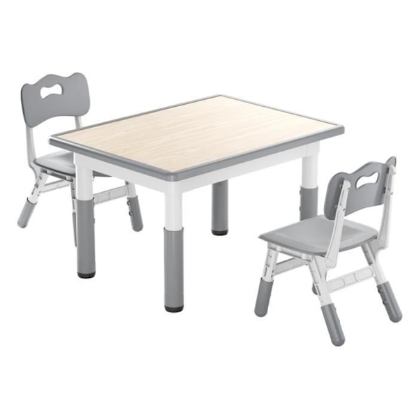 UISEBRT Barnbord med 2 stolar Höjdjusterbara plastmöbler för pojkar och flickor i åldern 2 till 10, 80 x 60 cm