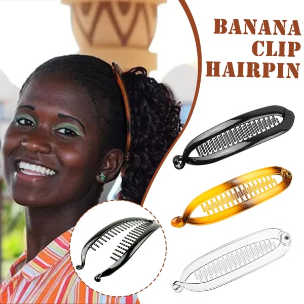 Banan hårklämma Korn Twist Kam Clamp Grip Slide Fisk Banan Transparent One-size