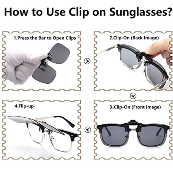 Clip-On Solglasögon Båglösa Flip Up Driving Glasögon Night Vision gray One-size
