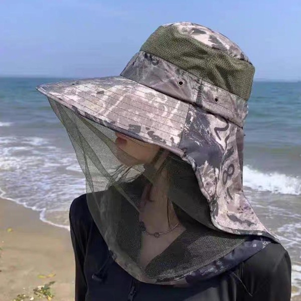 Stor solhatt med bred brätte för män, sommarfiskehatt, vandring U6O4 UV-fiske P3X8 Army Green 1pcs