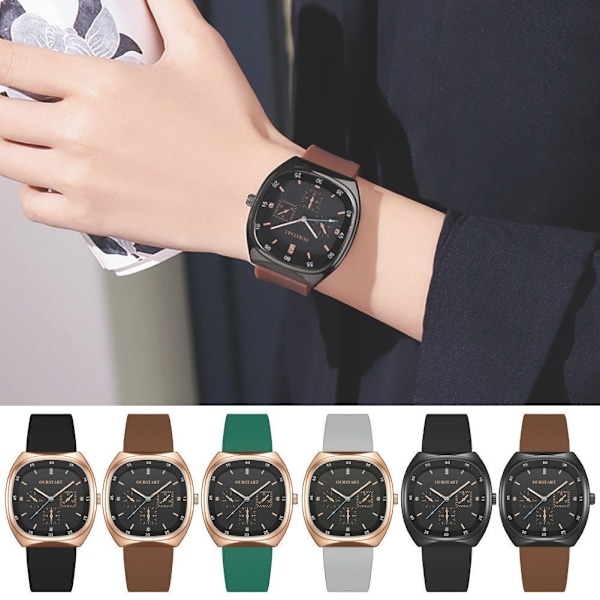 Silikon Quartzklocka för Dam Mode Fyrkantig Vattentät Armbandsur Sport X5L9 Brown Rose Golden