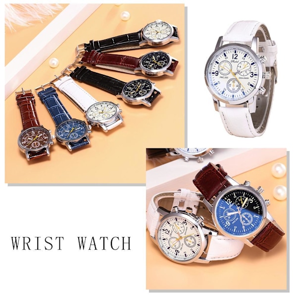 Herr Läder Militär Casual Analog Quartz Armbandsur Ny N6H4 black One-size