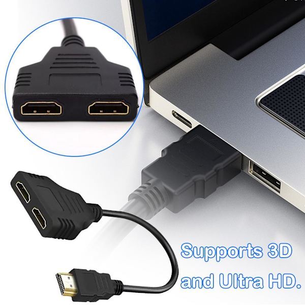 1*HDMI-kabel 1080P HDMI Splitter Port Hane till 1 Hona 2 Ut Adapter HDMI H-AU-