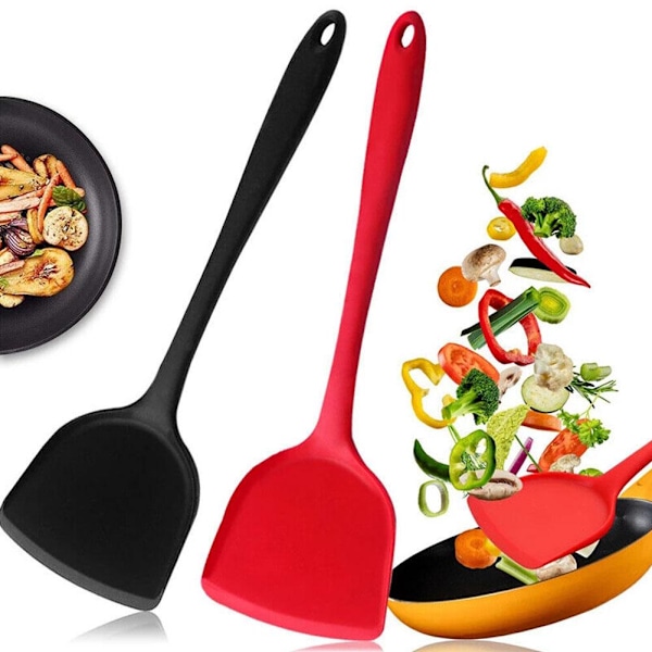 Högtemperaturbeständig silikagel matlagningsspatel, non-stick H red 1pcs
